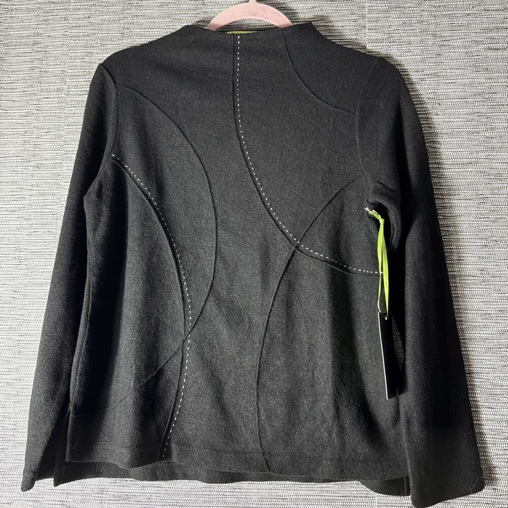 Trisha Tyler Contrast Pic Stitch Detail Sweater, Black, Size XS